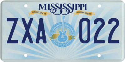 MS license plate ZXA022