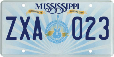 MS license plate ZXA023