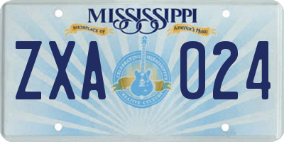 MS license plate ZXA024