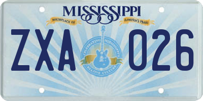 MS license plate ZXA026