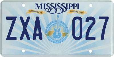 MS license plate ZXA027