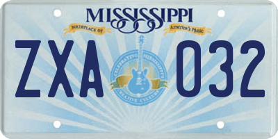MS license plate ZXA032