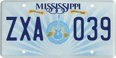 MS license plate ZXA039