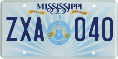 MS license plate ZXA040