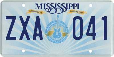 MS license plate ZXA041