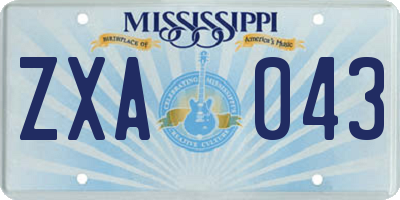MS license plate ZXA043