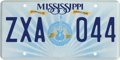 MS license plate ZXA044