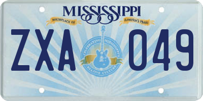 MS license plate ZXA049