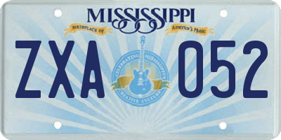 MS license plate ZXA052