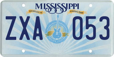 MS license plate ZXA053