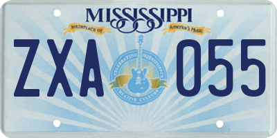 MS license plate ZXA055