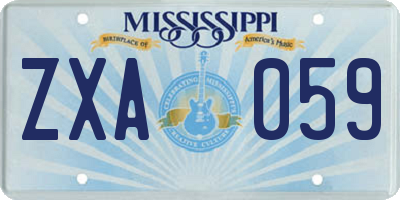 MS license plate ZXA059