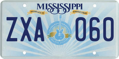 MS license plate ZXA060