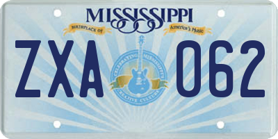 MS license plate ZXA062