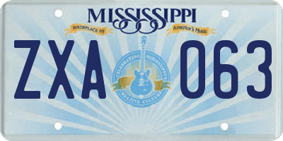 MS license plate ZXA063