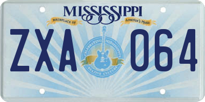 MS license plate ZXA064