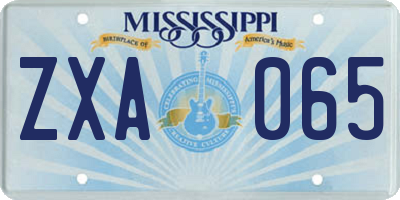 MS license plate ZXA065