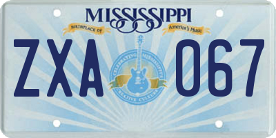 MS license plate ZXA067