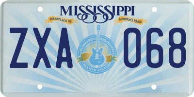 MS license plate ZXA068