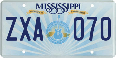 MS license plate ZXA070