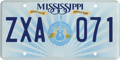 MS license plate ZXA071