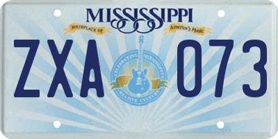 MS license plate ZXA073