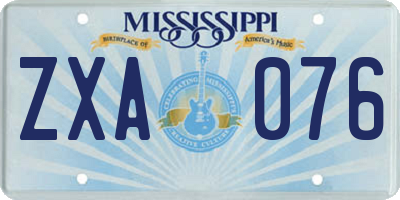 MS license plate ZXA076