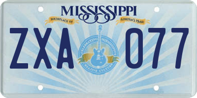 MS license plate ZXA077