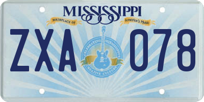 MS license plate ZXA078