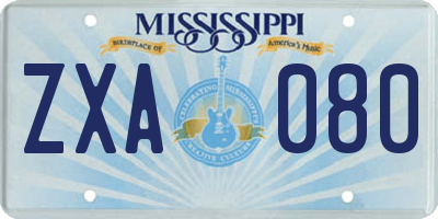 MS license plate ZXA080
