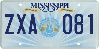 MS license plate ZXA081