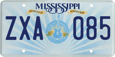 MS license plate ZXA085