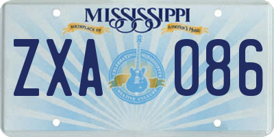 MS license plate ZXA086