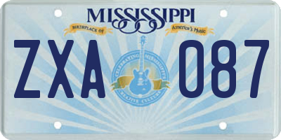 MS license plate ZXA087