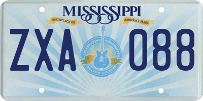 MS license plate ZXA088