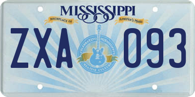 MS license plate ZXA093