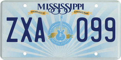 MS license plate ZXA099