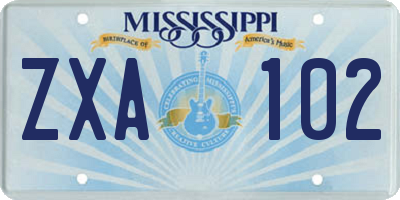 MS license plate ZXA102
