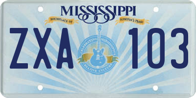 MS license plate ZXA103