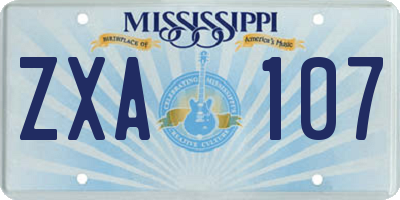 MS license plate ZXA107