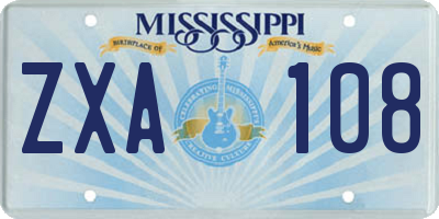 MS license plate ZXA108