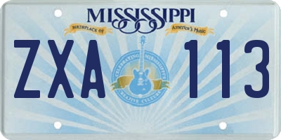 MS license plate ZXA113