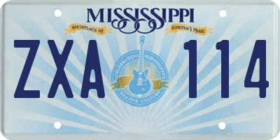 MS license plate ZXA114