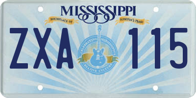 MS license plate ZXA115