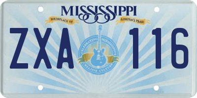MS license plate ZXA116