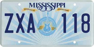 MS license plate ZXA118