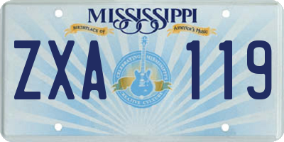 MS license plate ZXA119