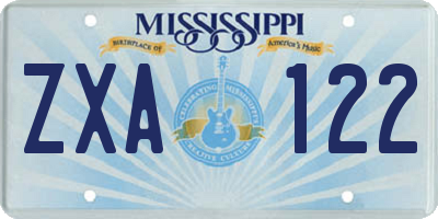 MS license plate ZXA122