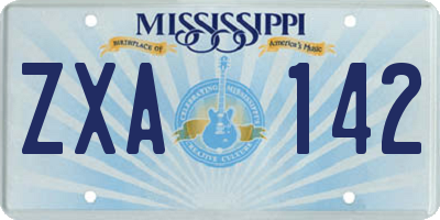 MS license plate ZXA142