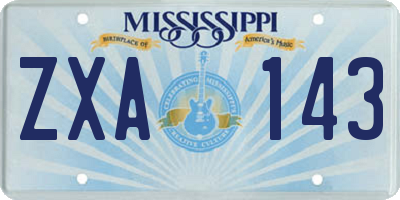 MS license plate ZXA143